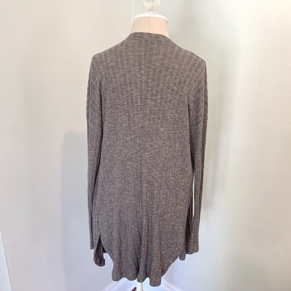 Taupe Ribbed Longline American Eagle Cardigan - Picture 3 of 4